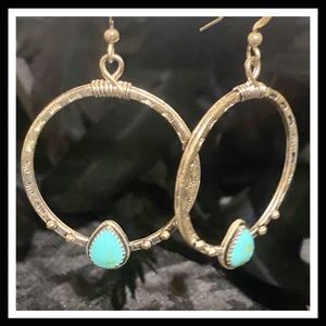 Silver toned and Turquoise Earrings